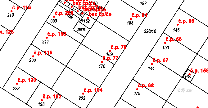 Humny 78, Pchery na parcele st. 169 v KÚ Pchery, Katastrální mapa