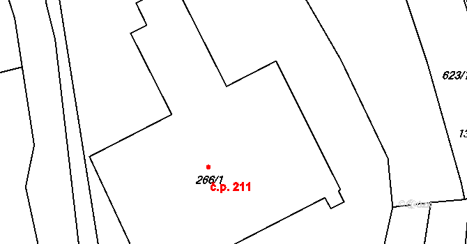 Blansko 211 na parcele st. 266/1 v KÚ Blansko, Katastrální mapa