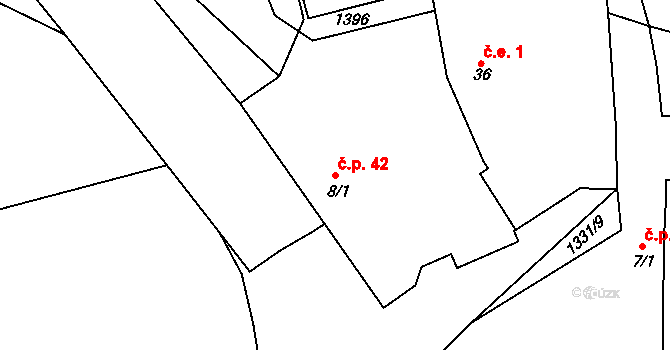 Malovice 42, Erpužice na parcele st. 8/1 v KÚ Malovice u Erpužic, Katastrální mapa