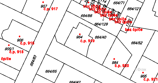 Bělá pod Bezdězem 919 na parcele st. 964 v KÚ Bělá pod Bezdězem, Katastrální mapa