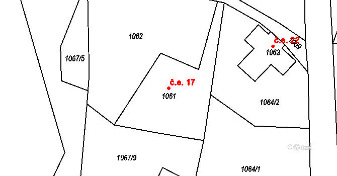 Milíře 17, Rádlo na parcele st. 1061 v KÚ Rádlo, Katastrální mapa