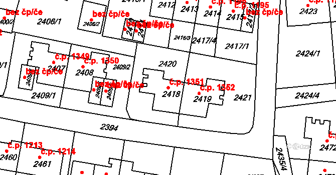 Sokolov 1351 na parcele st. 2418 v KÚ Sokolov, Katastrální mapa