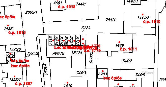 Cheb 1779 na parcele st. 5124 v KÚ Cheb, Katastrální mapa