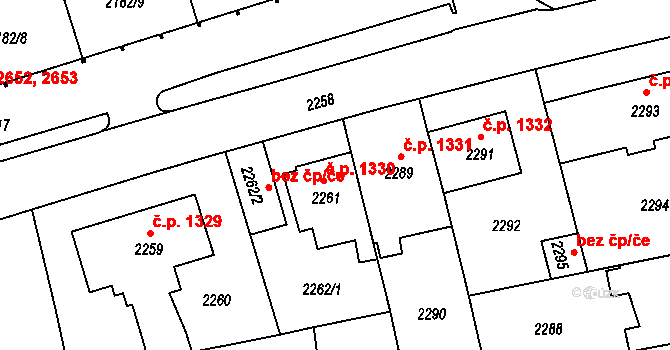Žižkov 1330, Praha na parcele st. 2261 v KÚ Žižkov, Katastrální mapa