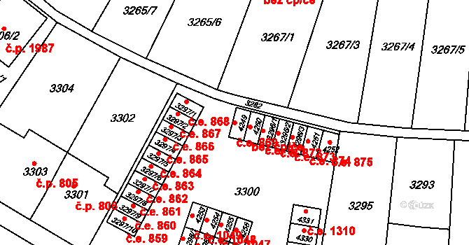 Kuřim 869 na parcele st. 4249 v KÚ Kuřim, Katastrální mapa