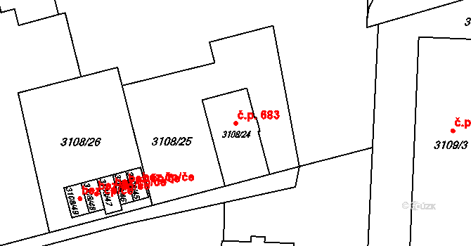 Hranice 683, Karviná na parcele st. 3108/24 v KÚ Karviná-město, Katastrální mapa