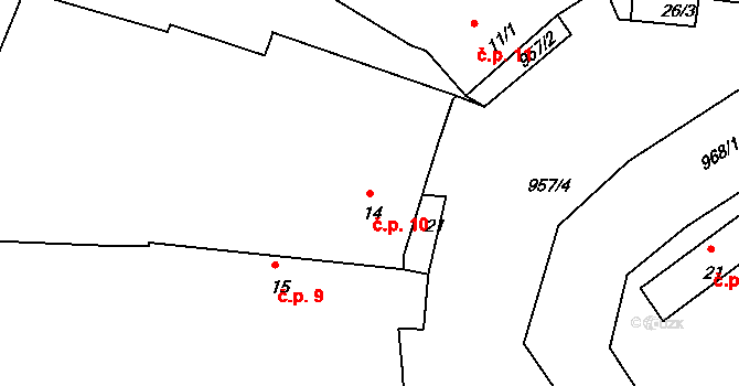 Třímany 10, Kladruby na parcele st. 14 v KÚ Třímany, Katastrální mapa
