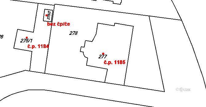 Podlesí 1185, Havířov na parcele st. 277 v KÚ Bludovice, Katastrální mapa