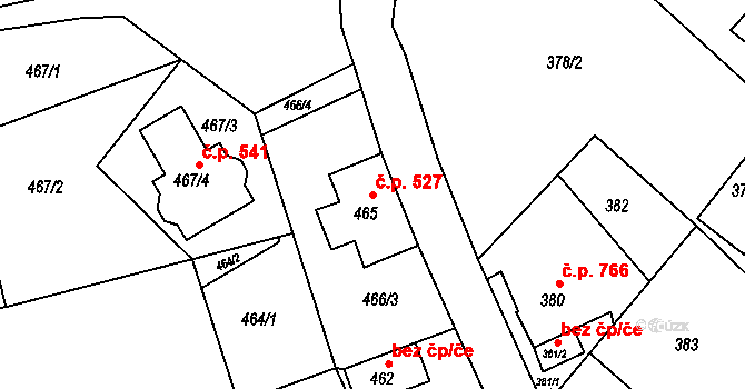 Šluknov 527 na parcele st. 465 v KÚ Šluknov, Katastrální mapa
