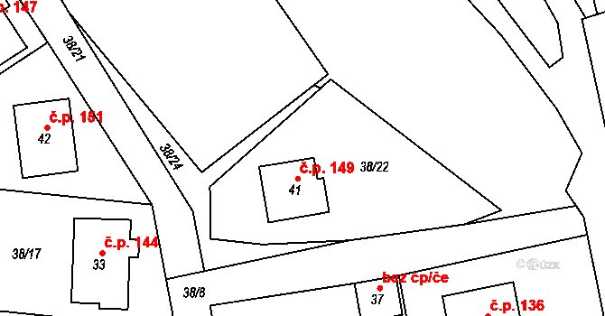 Bítovčice 149 na parcele st. 41 v KÚ Dolní Bítovčice, Katastrální mapa