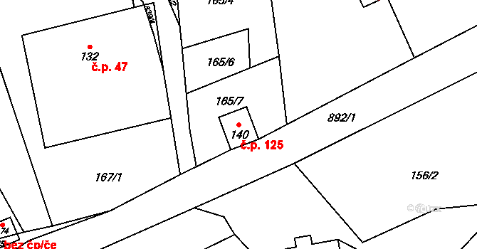 Skuhrov 125, Česká Třebová na parcele st. 140 v KÚ Skuhrov u České Třebové, Katastrální mapa