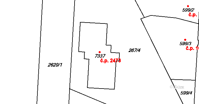 Cheb 2473 na parcele st. 7337 v KÚ Cheb, Katastrální mapa