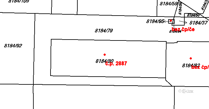 Jižní Předměstí 2887, Plzeň na parcele st. 8184/80 v KÚ Plzeň, Katastrální mapa