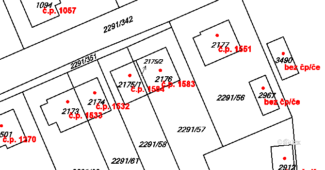 Vlašim 1583 na parcele st. 2176 v KÚ Vlašim, Katastrální mapa