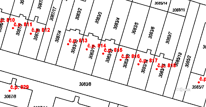Bystřice nad Pernštejnem 815 na parcele st. 3083/12 v KÚ Bystřice nad Pernštejnem, Katastrální mapa