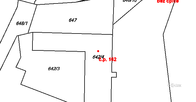 Dolní Ves 162, Fryšták na parcele st. 642/4 v KÚ Dolní Ves, Katastrální mapa