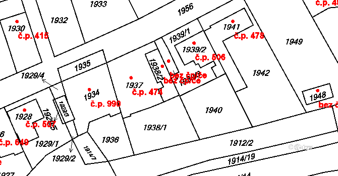 Praha 40988155 na parcele st. 1938/2 v KÚ Hostivař, Katastrální mapa