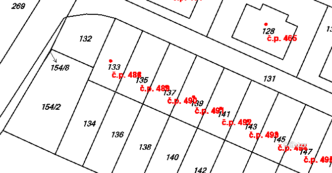 Želechovice nad Dřevnicí 490 na parcele st. 137 v KÚ Želechovice nad Dřevnicí, Katastrální mapa