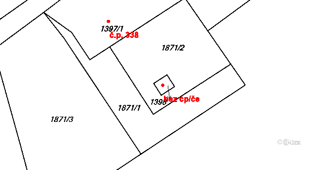 Chrudim 41856155 na parcele st. 1398 v KÚ Chrudim, Katastrální mapa