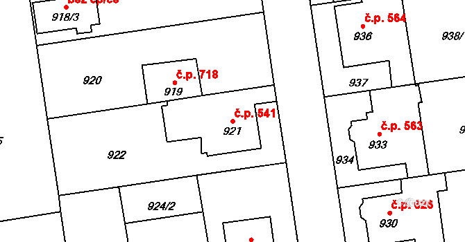 Kylešovice 541, Opava na parcele st. 921 v KÚ Kylešovice, Katastrální mapa