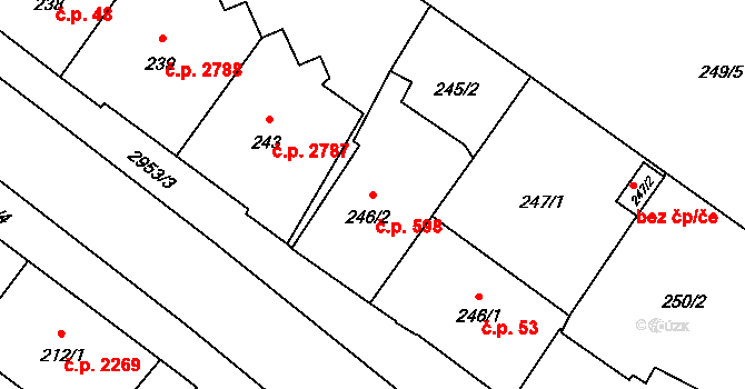 Předměstí 598, Opava na parcele st. 246/2 v KÚ Opava-Předměstí, Katastrální mapa
