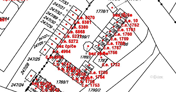 Ústí nad Labem 49488155 na parcele st. 1789/3 v KÚ Bukov, Katastrální mapa
