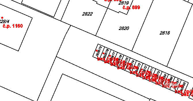 Brno 50268155 na parcele st. 2828/79 v KÚ Černovice, Katastrální mapa