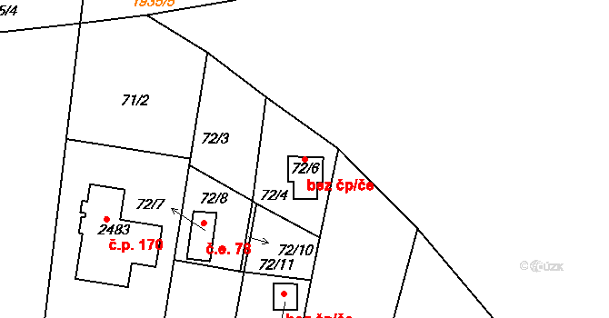 Dolní Věstonice 88 na parcele st. 72/6 v KÚ Dolní Věstonice, Katastrální mapa