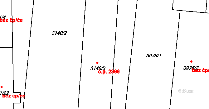 Zábřeh 2366 na parcele st. 3140/3 v KÚ Zábřeh na Moravě, Katastrální mapa