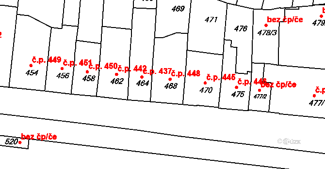 Bučovice 448 na parcele st. 468 v KÚ Bučovice, Katastrální mapa