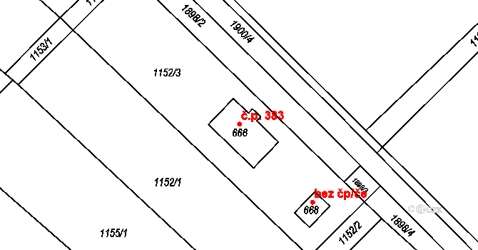Milíkov 383 na parcele st. 666 v KÚ Milíkov u Jablunkova, Katastrální mapa