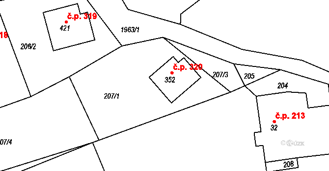 Lukavice 320 na parcele st. 352 v KÚ Lukavice v Čechách, Katastrální mapa