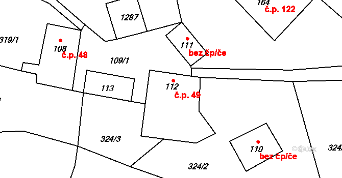 Mistrovice 49 na parcele st. 112 v KÚ Mistrovice nad Orlicí, Katastrální mapa