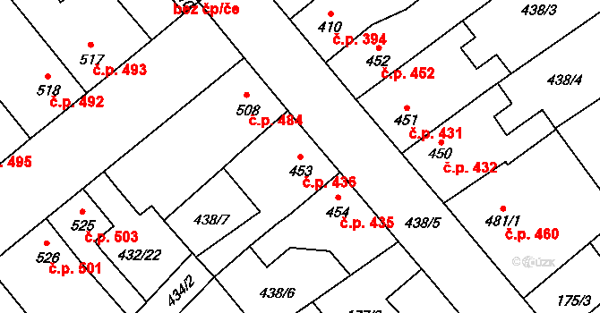 Sezemice 436 na parcele st. 453 v KÚ Sezemice nad Loučnou, Katastrální mapa