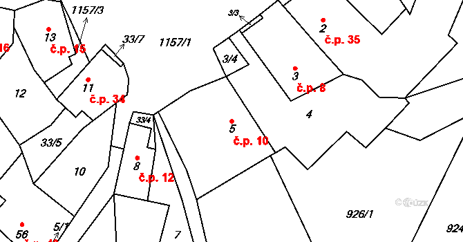 Chvalov 10, Stebno na parcele st. 5 v KÚ Chvalov, Katastrální mapa