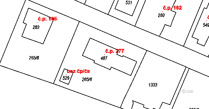 Ejpovice 277 na parcele st. 487 v KÚ Ejpovice, Katastrální mapa