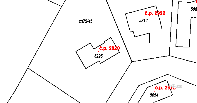 Rožnov pod Radhoštěm 2920 na parcele st. 5225 v KÚ Rožnov pod Radhoštěm, Katastrální mapa