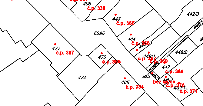 Znojmo 385 na parcele st. 475 v KÚ Znojmo-město, Katastrální mapa