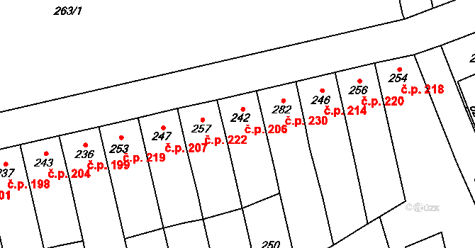 Rokytnice 206 na parcele st. 242 v KÚ Rokytnice u Přerova, Katastrální mapa