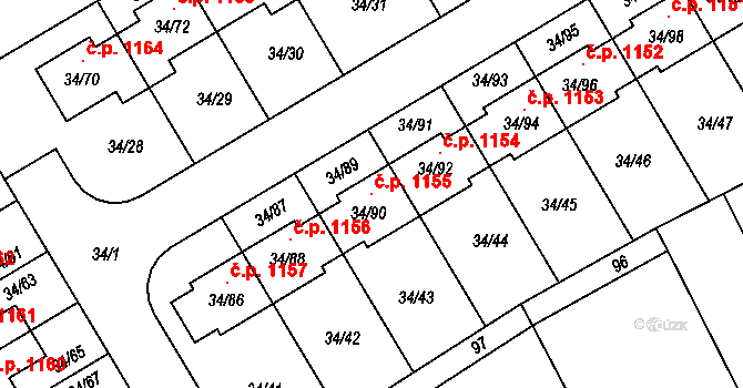 Hrabová 1155, Ostrava na parcele st. 34/90 v KÚ Hrabová, Katastrální mapa