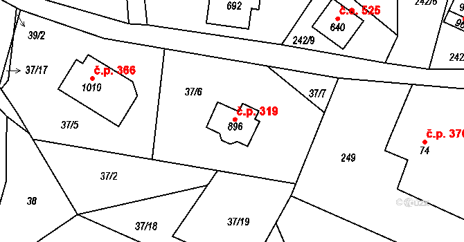 Albrechtice v Jizerských horách 319 na parcele st. 896 v KÚ Albrechtice v Jizerských horách, Katastrální mapa