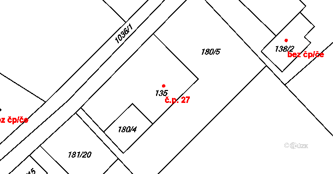 Horní Datyně 27, Vratimov na parcele st. 135 v KÚ Horní Datyně, Katastrální mapa
