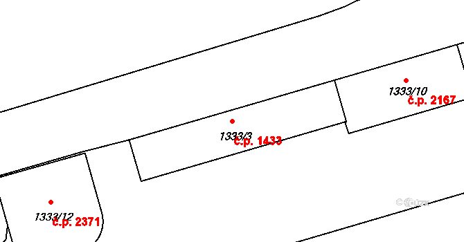 Benešov 1433 na parcele st. 1333/3 v KÚ Benešov u Prahy, Katastrální mapa