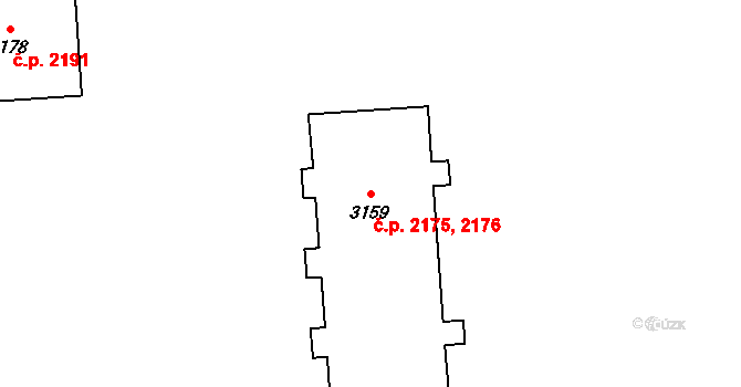 Kročehlavy 2175,2176, Kladno na parcele st. 3159 v KÚ Kročehlavy, Katastrální mapa
