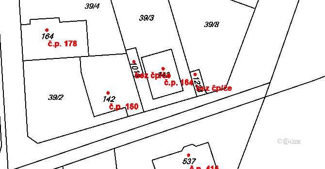 Hovorčovice 164 na parcele st. 143 v KÚ Hovorčovice, Katastrální mapa