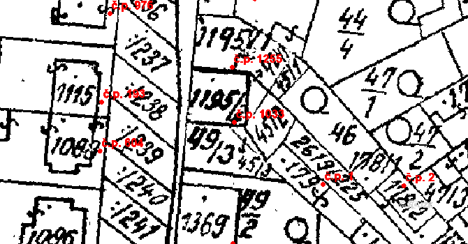 Lanžhot 1033 na parcele st. 1195/1 v KÚ Lanžhot, Katastrální mapa