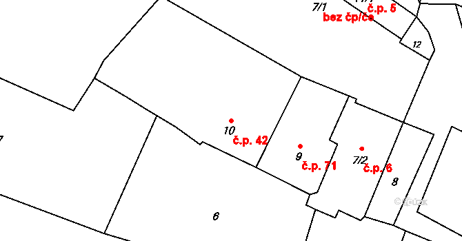 Lazce 42, Troubelice na parcele st. 10 v KÚ Lazce u Troubelic, Katastrální mapa
