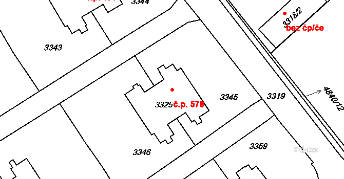 Město 578, Orlová na parcele st. 3325 v KÚ Orlová, Katastrální mapa