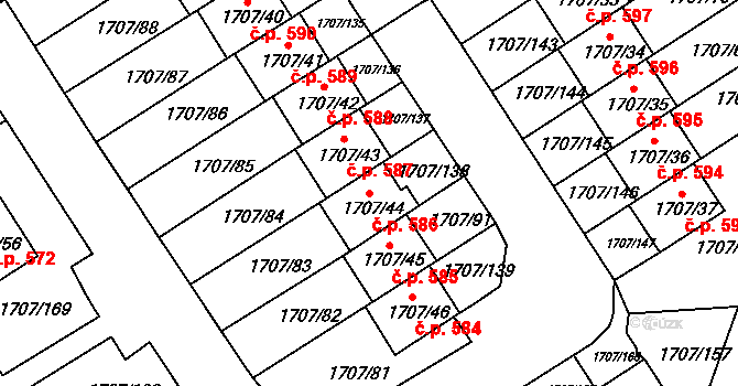 Miřetice u Klášterce nad Ohří 586, Klášterec nad Ohří na parcele st. 1707/44 v KÚ Miřetice u Klášterce nad Ohří, Katastrální mapa