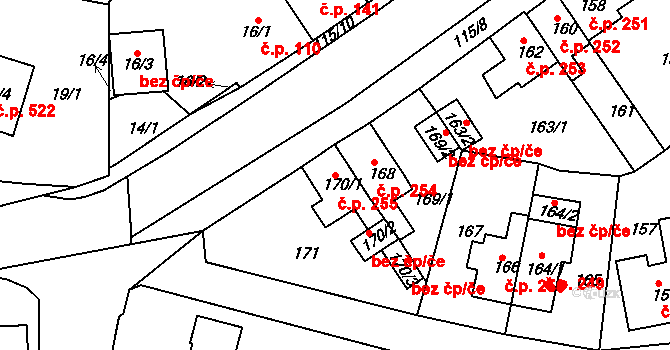 Proboštov 255 na parcele st. 170/1 v KÚ Proboštov u Teplic, Katastrální mapa